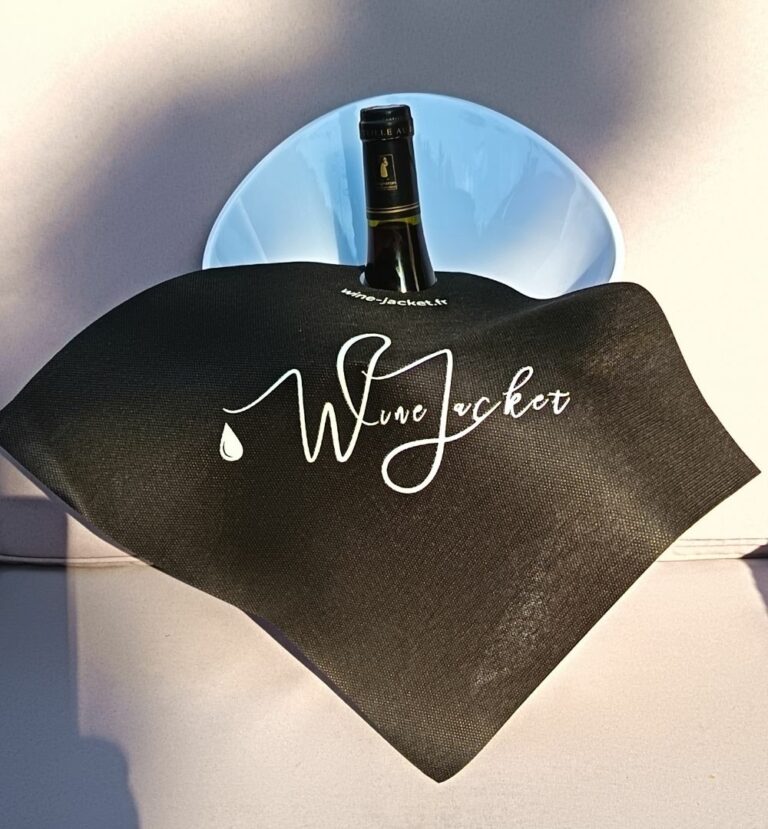Wine Jacket liteau à bouteille noir blanc